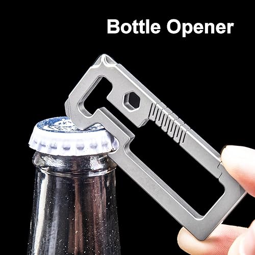 Miniatura 9 de Llavero de titanio, abridor de botellas, cinturón de liberación rápida, soporte para llaves de cuero resistente, mosquetón para automóvil