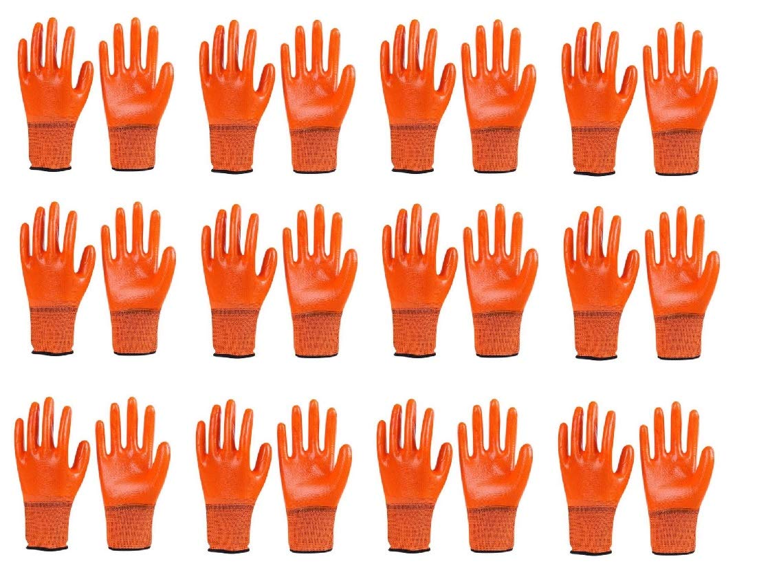 WeighTAJ Orange Nylon Working Gloves Full Palm Pvc Coated Work Gloves For Industrial Safety Anti-Cut Protection Hand Safety Gloves - Ideal For Industrial, Construction, Material Handling (12Pairs) (B08L3LBMKQ) Amazon Price History, Amazon Price Tracker
