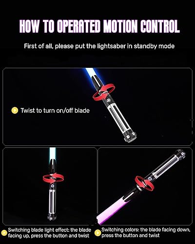 Miniatura 3 de Sable de luz de duelo, sables de luz con control de movimiento para adultos, sable de luz suave con 10 fuentes de sonido, RGB 12 colores cambiables,