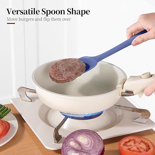 Miniatura 6 de Juego de espátulas de cuchara de silicona, 600 F, resistentes al calor, sin BPA, antiadherentes, cucharas de cocina, para hornear, cocinar, cocinar,