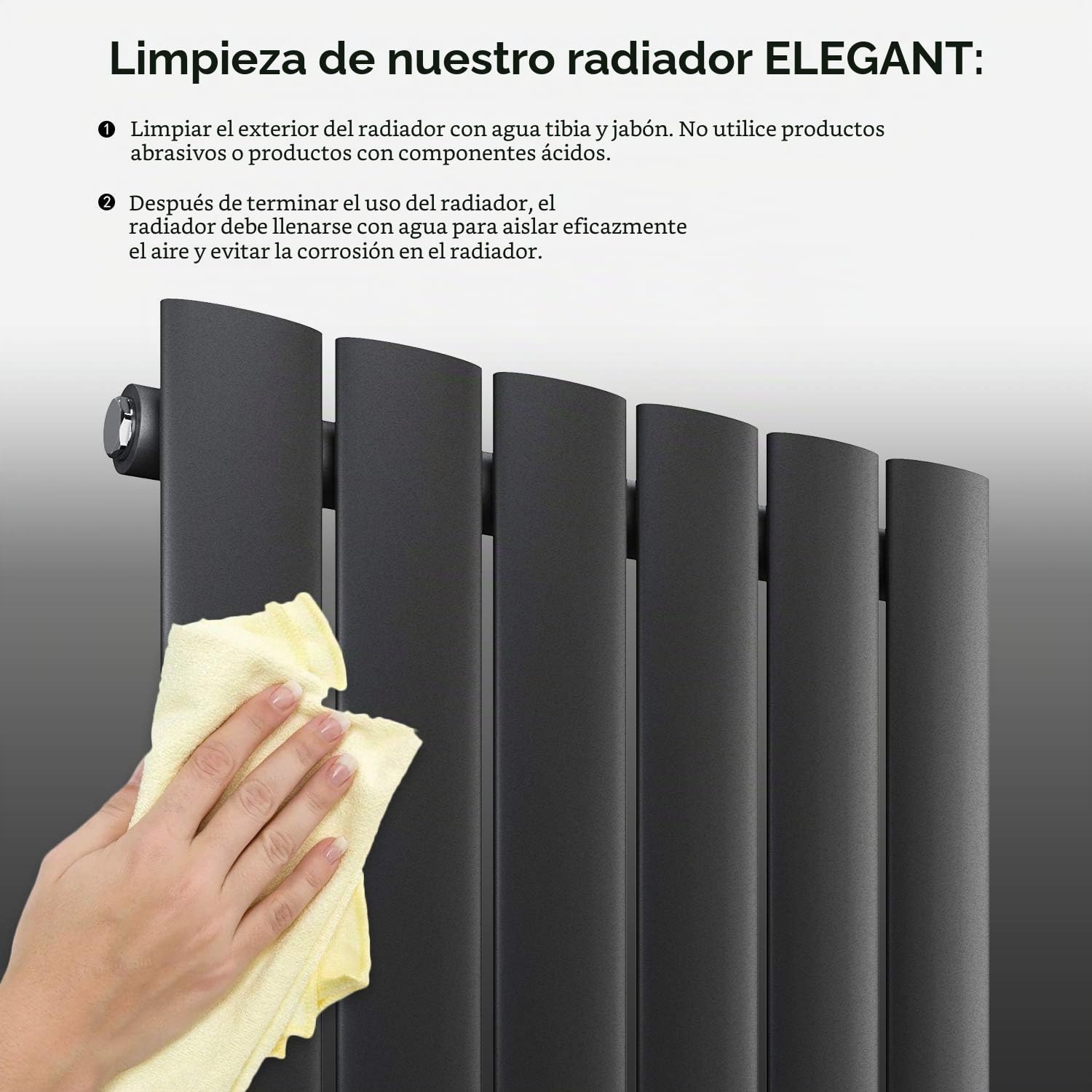 ELEGANT Radiador plano de diseño, 1800 x 465 mm, Antrazit - Radiador de baño doble capa vertical
