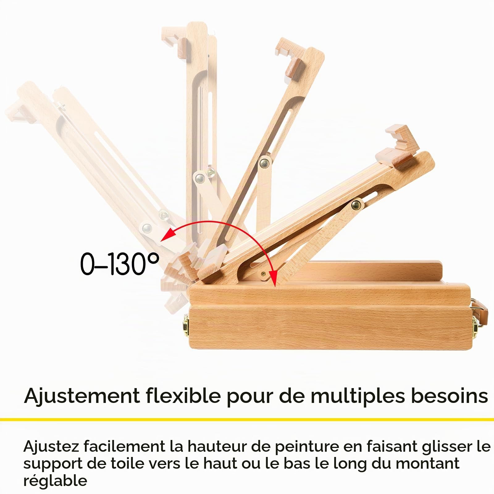 Meeden Studio Sketchbox Chevalet de table avec tiroir doublé en métal – Réglable en bois de hêtre massif et chevalet de boîte à croquis avec rangement, parfait pour studio ou Plein Air