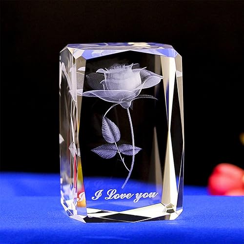 Miniatura 2 de Cubo de cristal de cristal modelo águila pisapapeles 3D grabado láser figuritas Feng Shui recuerdos manualidades (rosa individual)