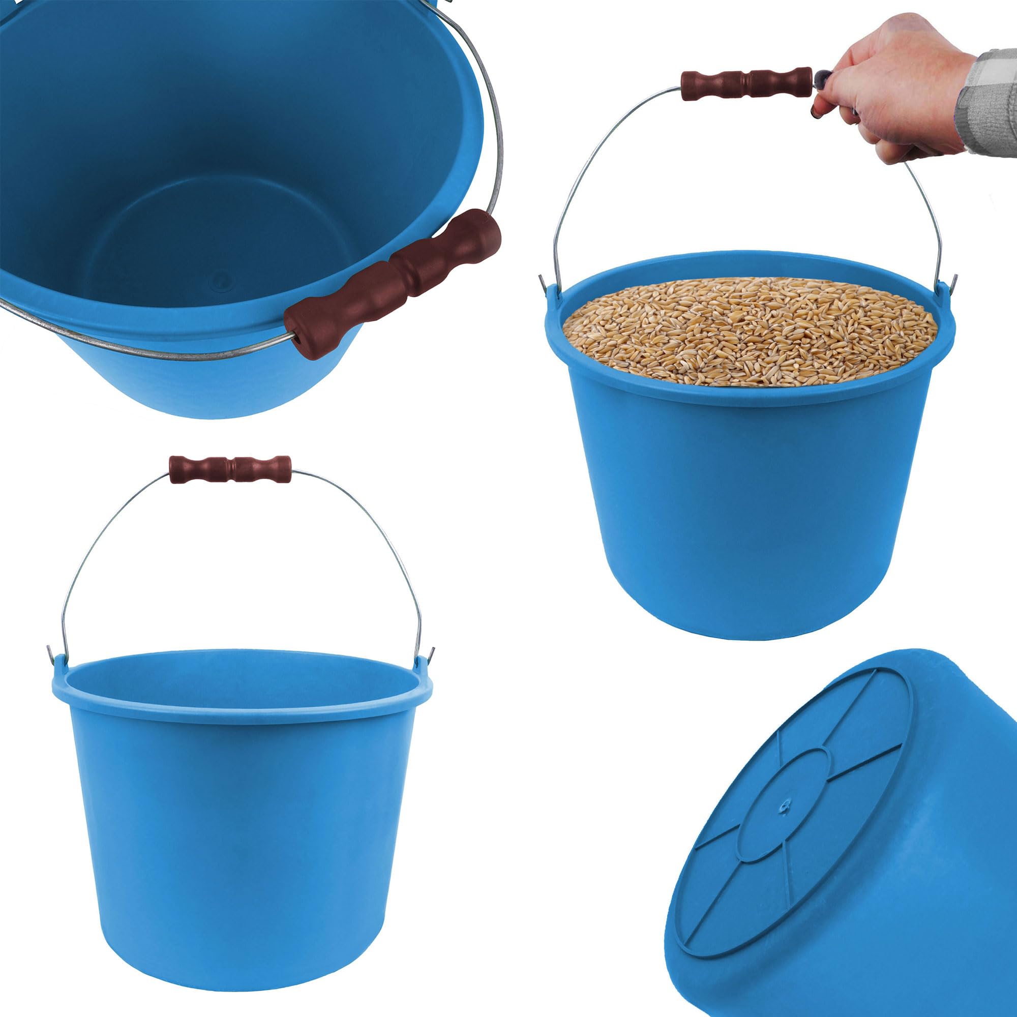 Lot de 10 seaux avec étrier en métal - 12 l - En plastique - Avec anse - Seau de récolte - Seau de nettoyage - Idéal pour le jardin, le chantier