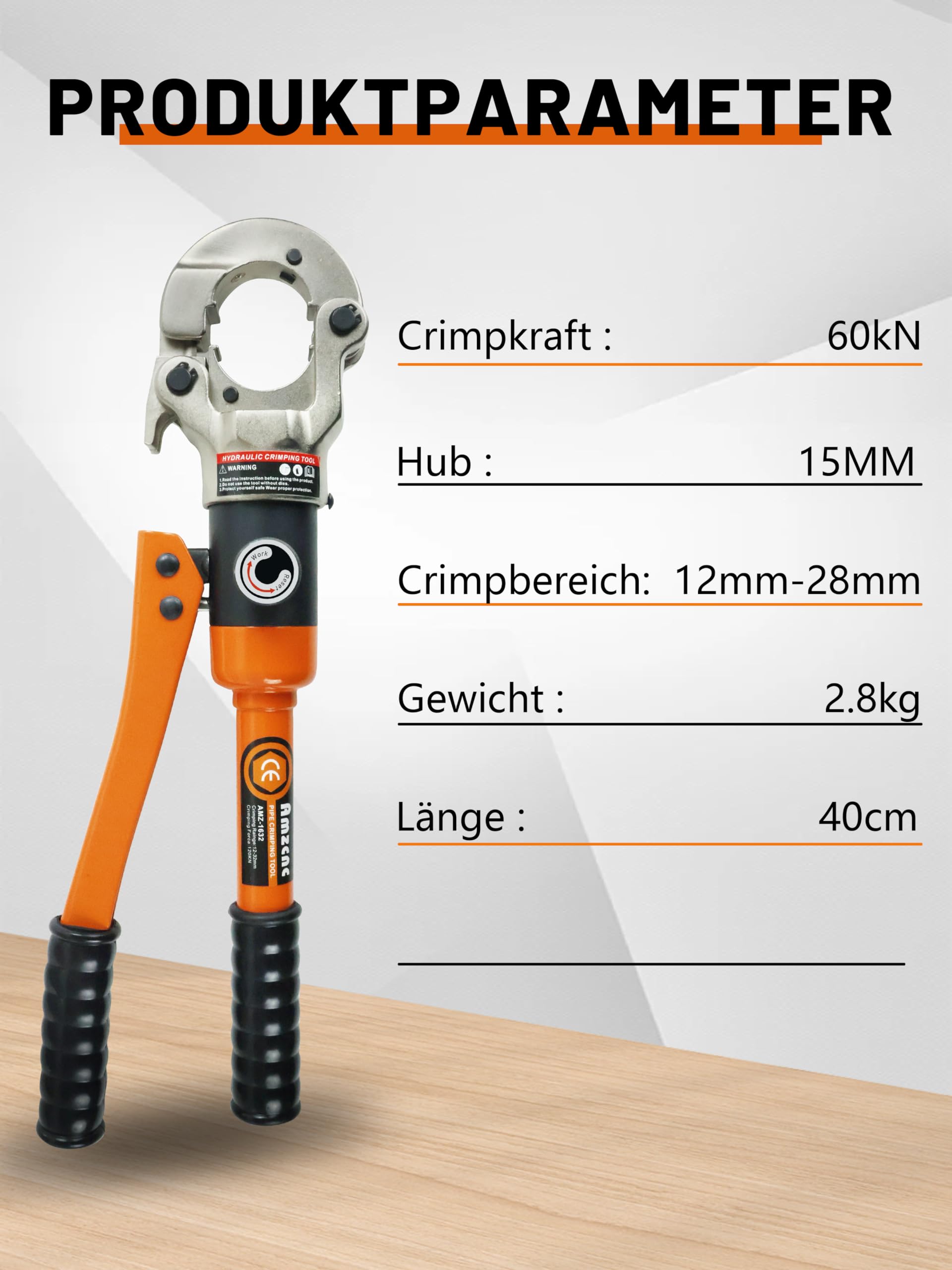 AMZCNC Professional crimping pliers (hydraulic) SC-Contur 12-15-18-22-28 set press tool with 360° rotating head - Image 4
