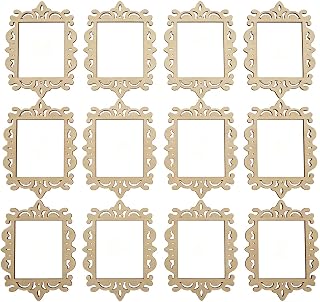 24-Piece Unfinished Wooden DIY Photo Frames, 5.9 Inch Vertical Rectangle, Decorative & Hanging Ornaments, Ideal for Photo Display, Home Decor & Craft Projects