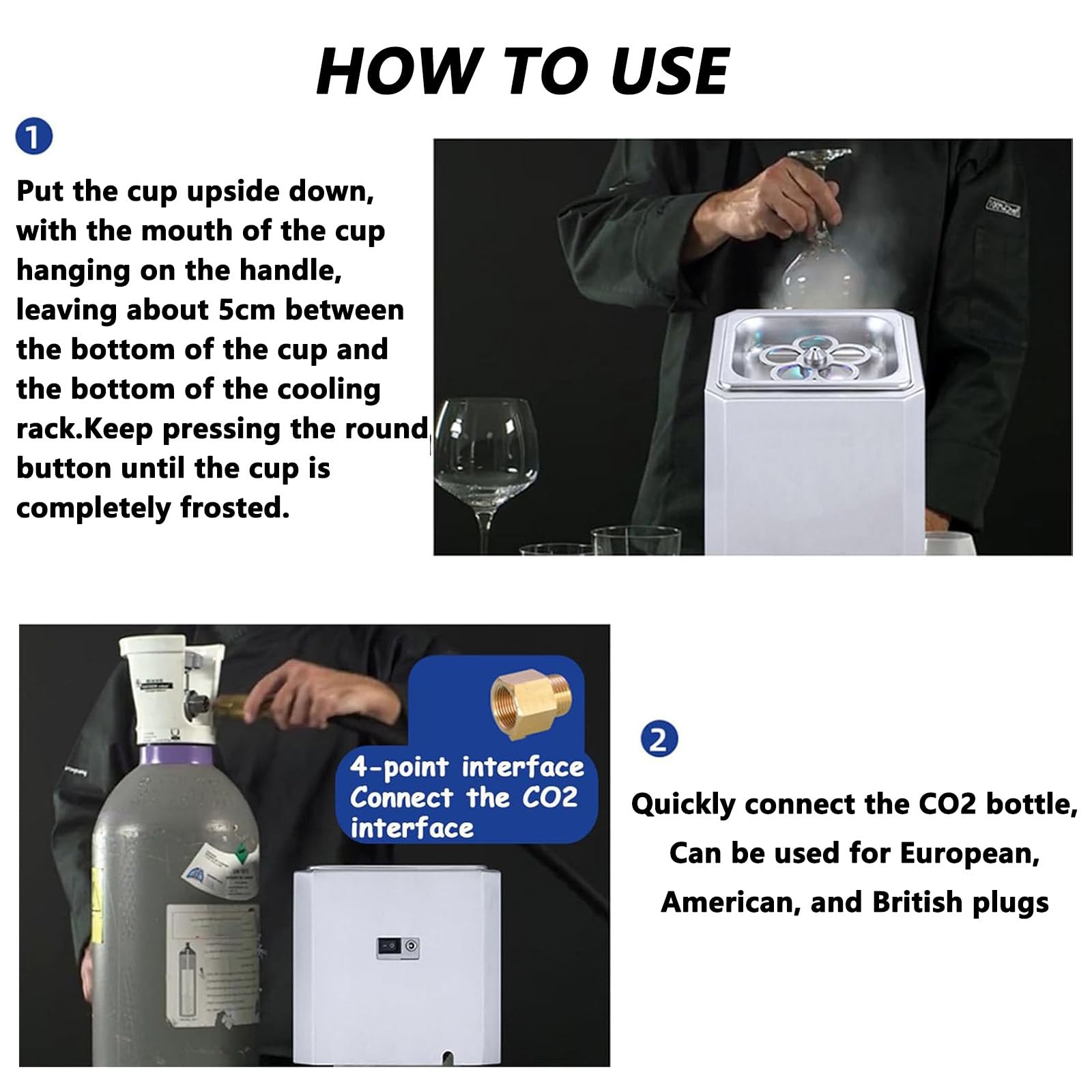 Enfriador de Vasos de 1 Taza/6 Segundos – Enfriador de Co2 para Copas y Vasos – Enfriador InstantáNeo de Bebidas, Enfriador de Vasos para Bares, Restaurantes y Cocinas