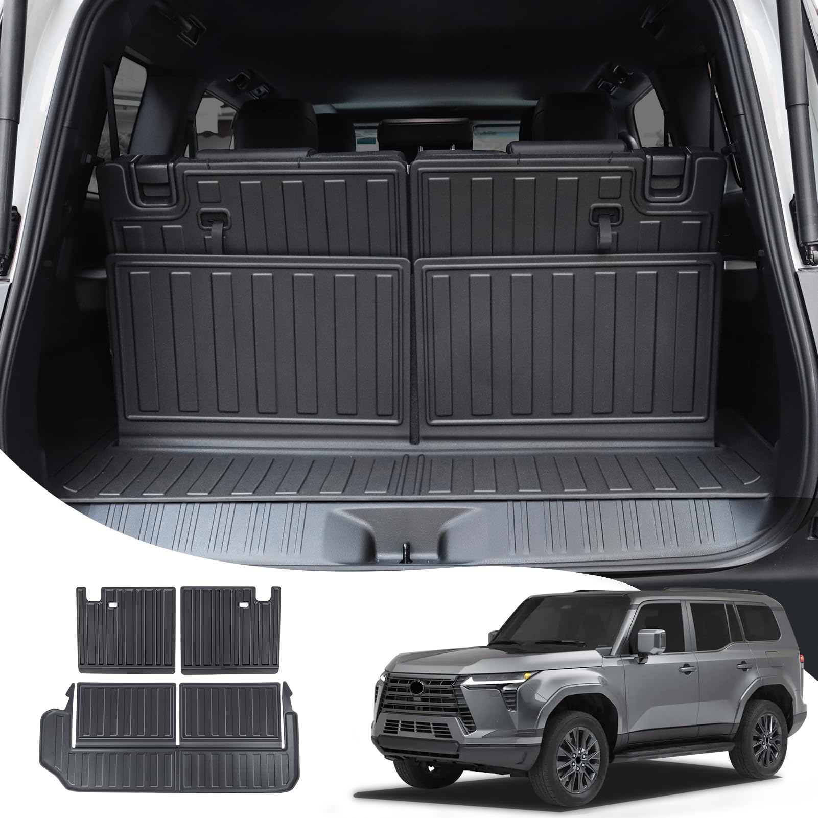 Trunk Mat Applicable to 2024 2025 2026 Lexus Gx550 Fully Protective Cargo Compartment Interlay TPE Fully Surrounded Waterproof Cargo Compartment Mat Protective Pad Modification Accessories (Manual)