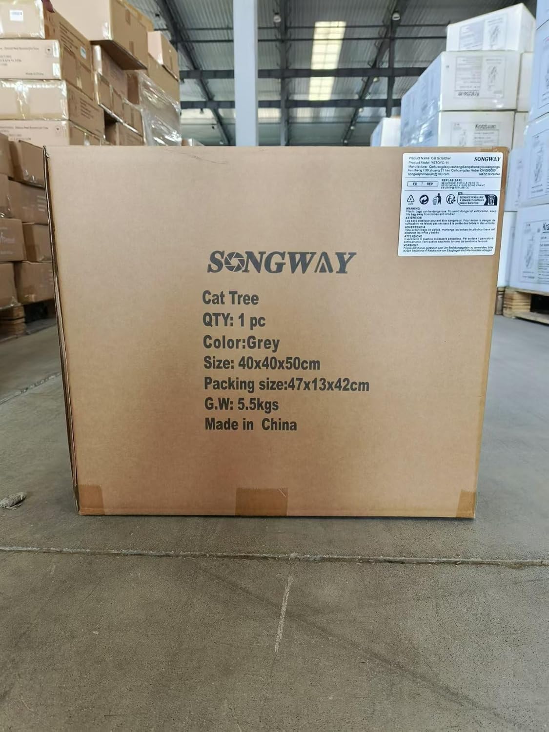 SONGWAY Cat Scratching Post Tree - Cat Tree with 3 Scratching Poles and Dangling Balls, Carpeted Base and Perch, Interactive Scratcher Toy for Indoor Cats Kittens, Grey 9 715tHwD1THL. AC SL1500