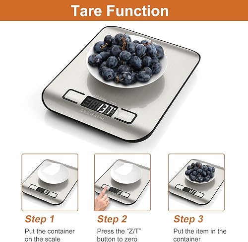 Miniatura 9 de CROWNFUL Mini máquina para hacer gofres Cool Grey & CROWNFUL Food Scale, báscula digital de cocina de 11 libras de peso