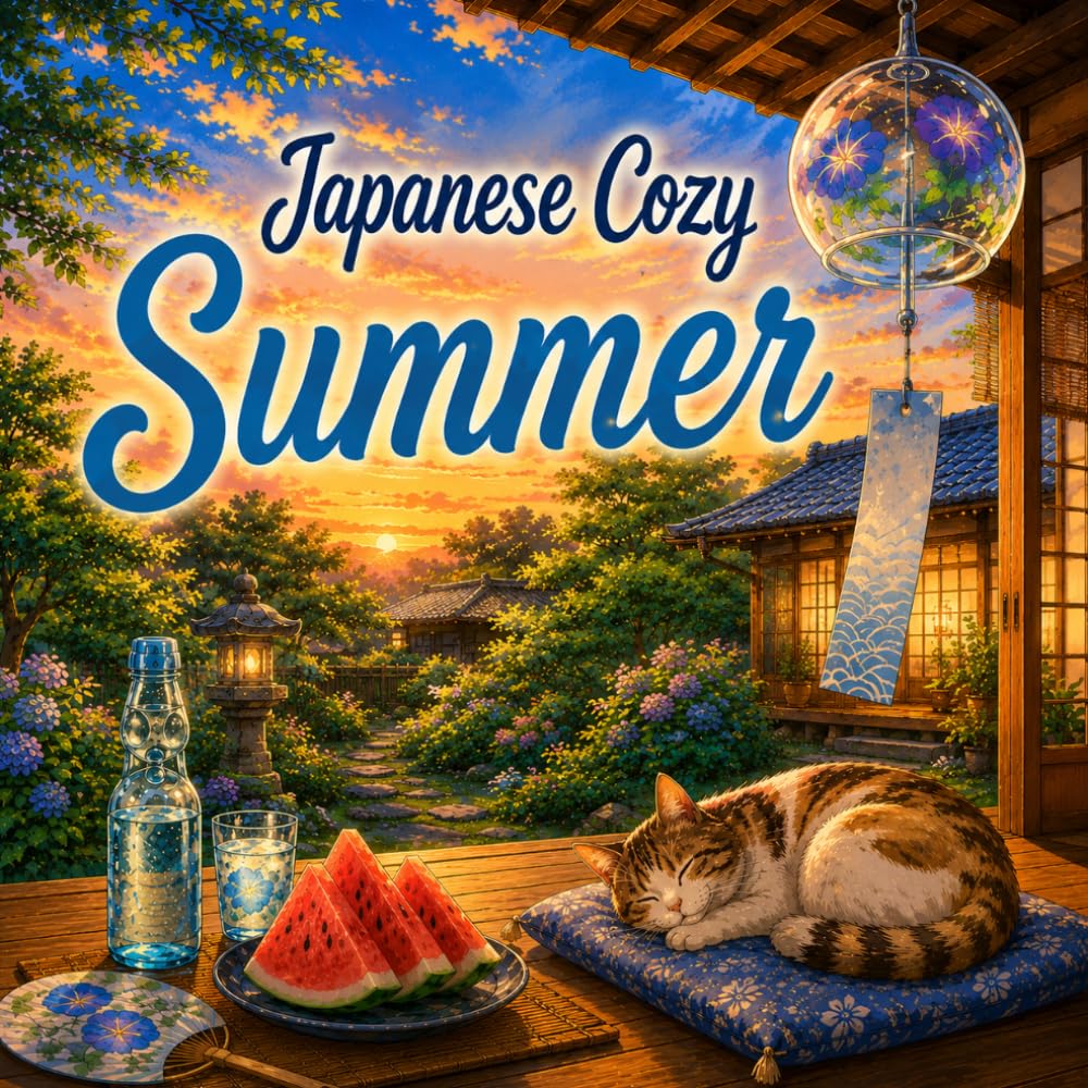 Japanese Cozy Summer: A Bold and Easy Coloring Book of Relaxing Japanese Summer Scenes
