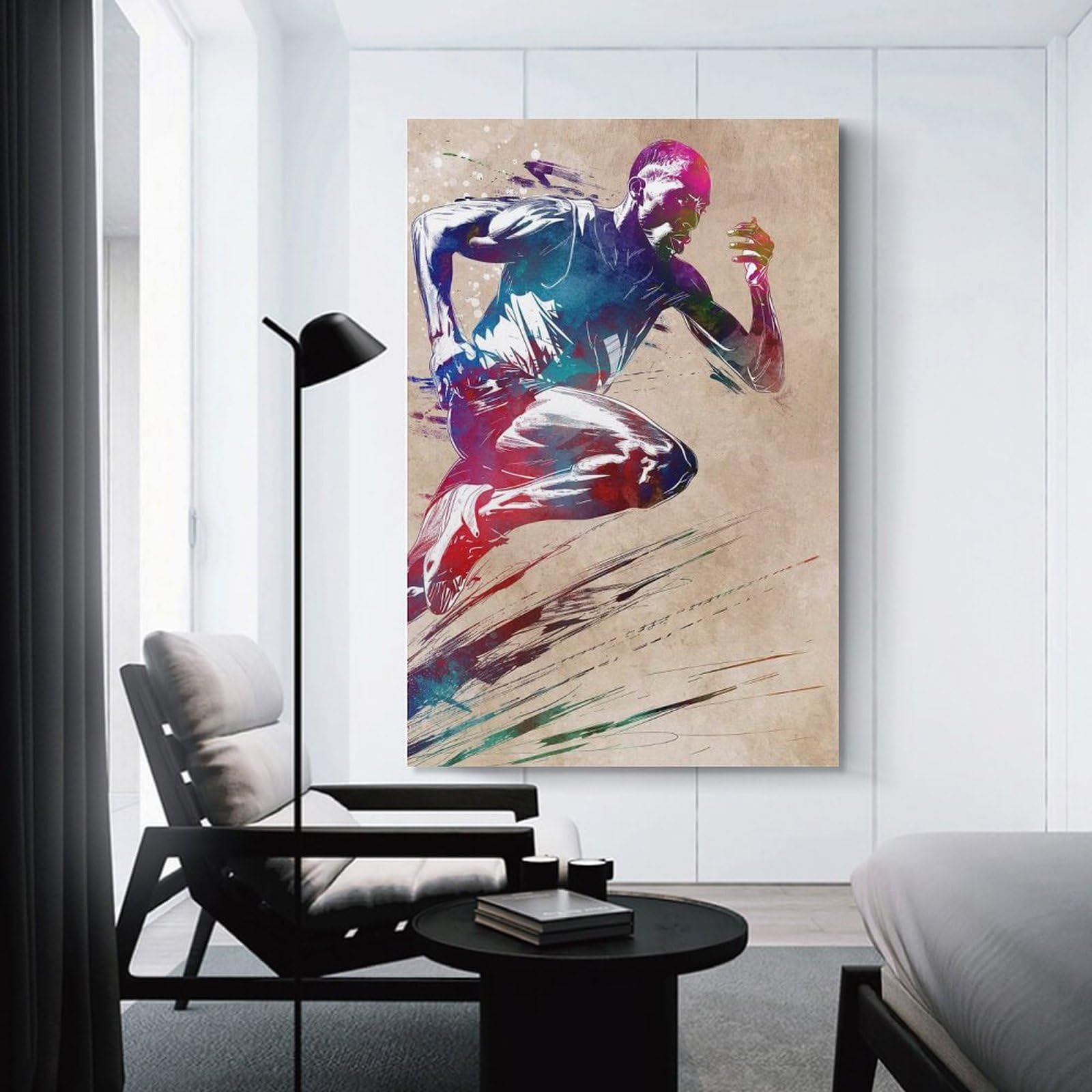 Junmoney Runner Sport Art Canvas Art Print, 20x30inch(50x75cm), for Home Walls, Creative Rooms Or Shared Spaces, Decorative Artwork with Broad Appeal