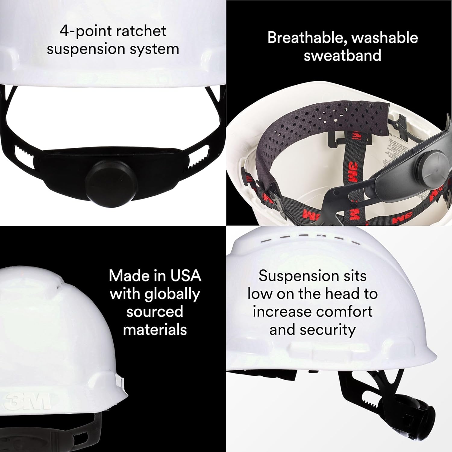 3M SecureFit Vented Hard Hat, with Ratchet Adjustment, 6/case