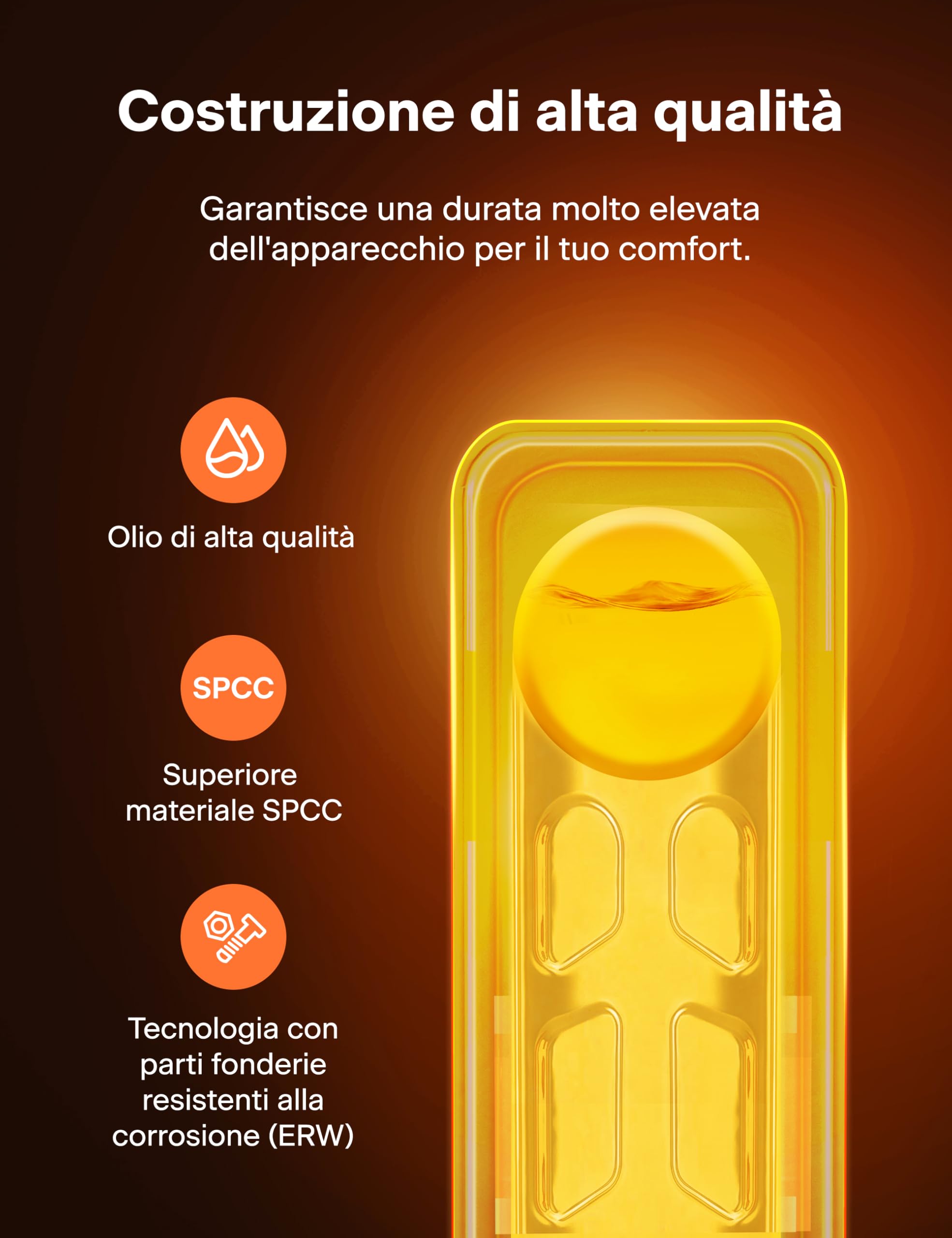 PELONIS Radiador de Aceite 2500W Eficiente, 13 Aletas, Móvil con Termostato, 3 Potencias y Protección contra Sobrecarga, Negro