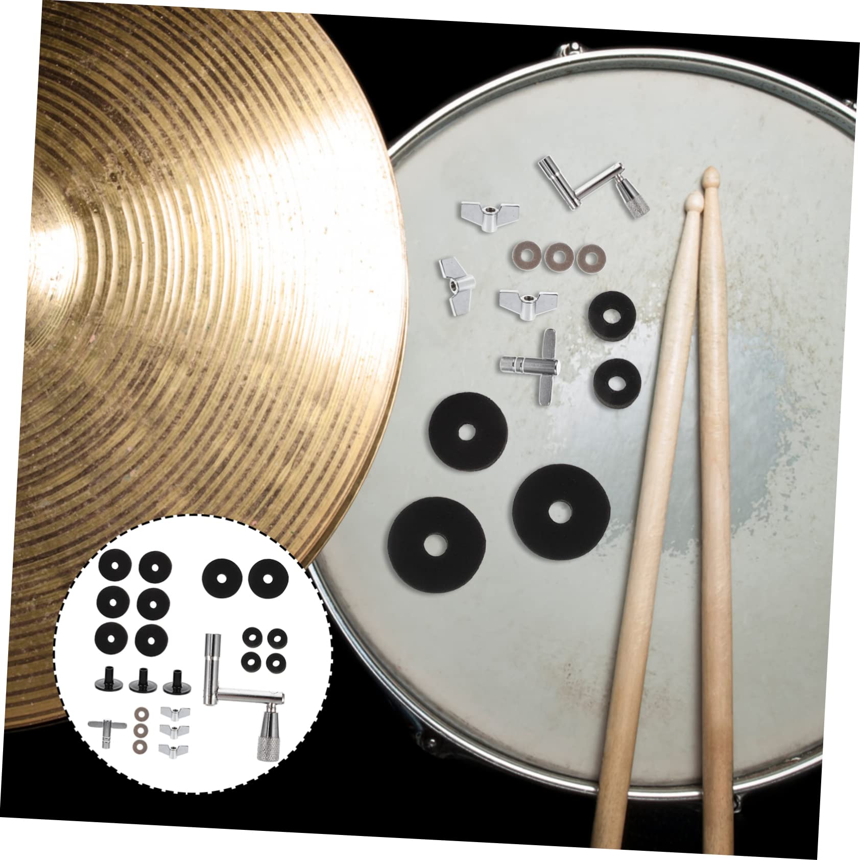 TOPPERFUN Jazz Drum Cymbal Felt Pads 23pcs Drum Set Felt Pads Anti-slip Pad for Cymbals