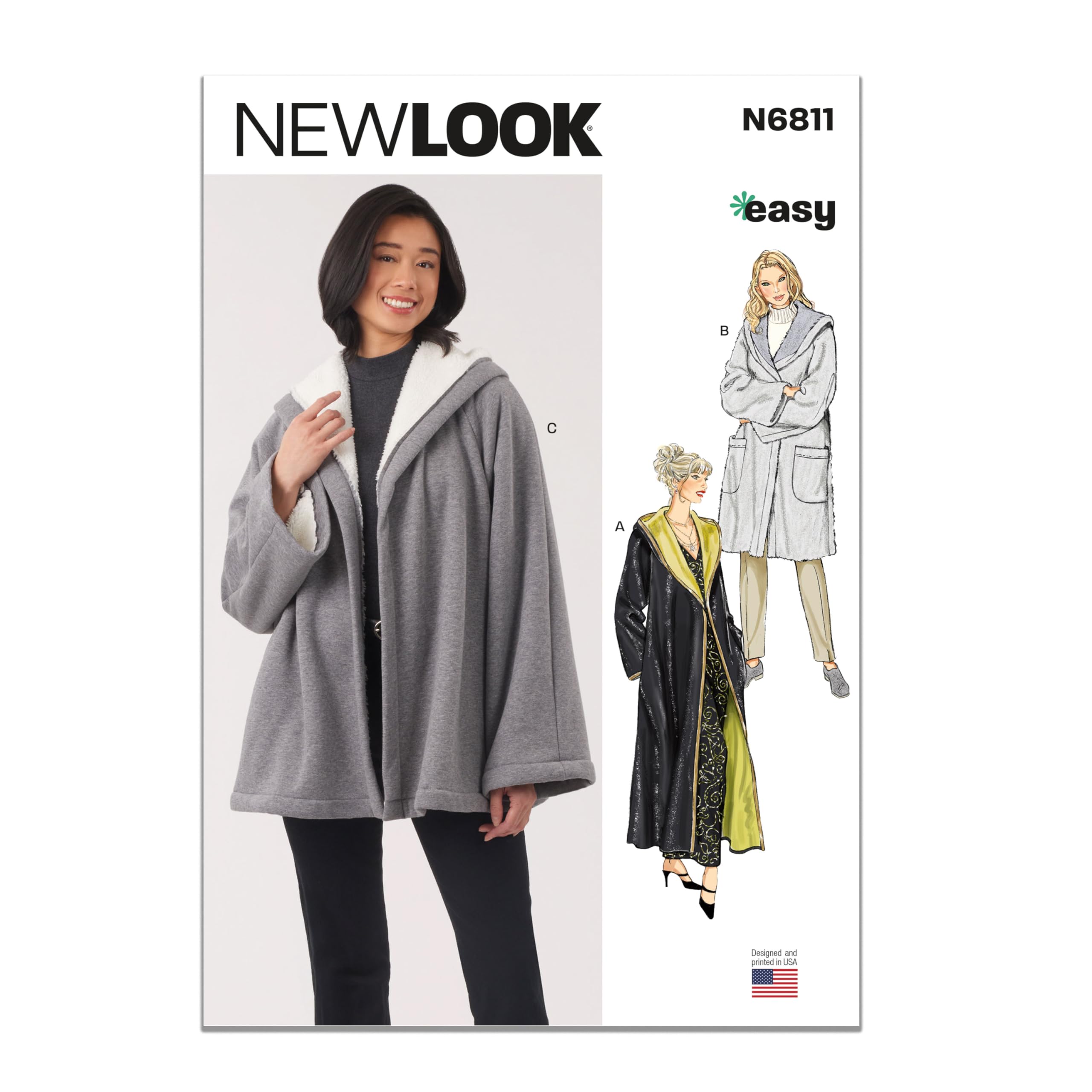 New Look Sewing Pattern UN6811A Misses' Coat in Two Lengths and Jacket A (XS-S-M-L-XL)