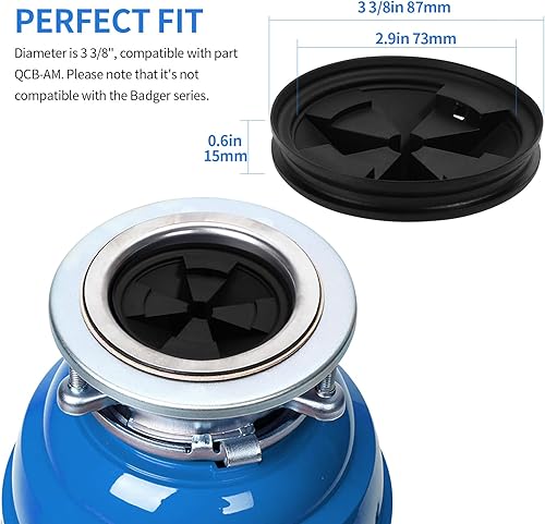 Miniatura 3 de RQYEKDO - 2 protectores contra salpicaduras de eliminación de basura, tapones de drenaje deflectores de fregadero de 3 38 pulgadas, repuesto QCB-AM