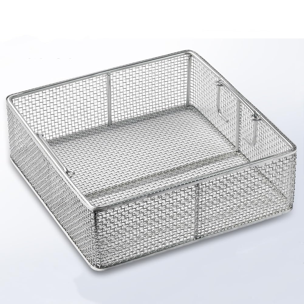 yjnhxns Instrument Tray 4mm Mesh Perforated Baskets 304 Stainless Steel Disinfection Basket Surgical instrument Sterilization Tray, for Surgical Medical Dental Instruments(30 * 20 * 10cm)