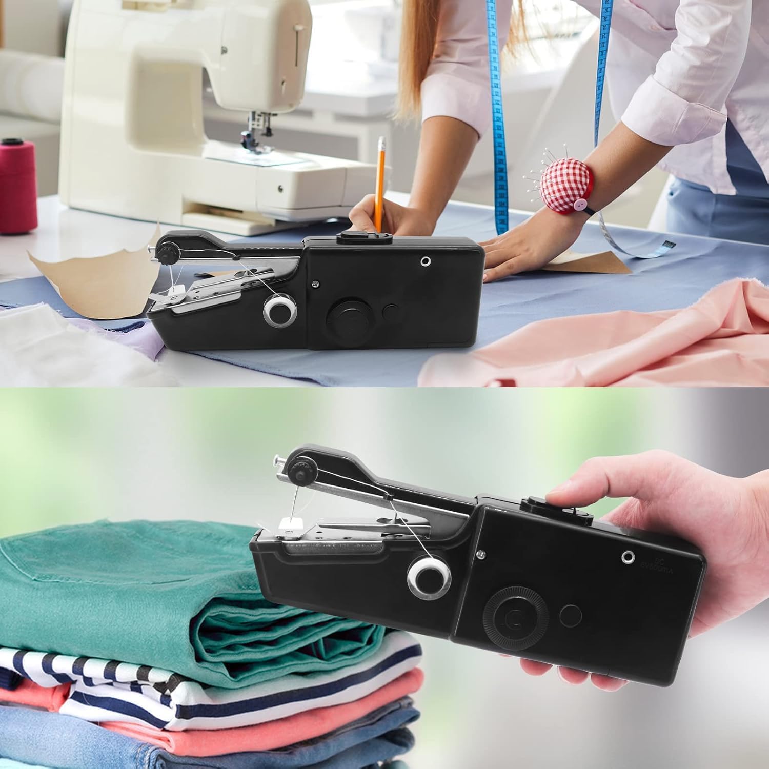 Machine a Coudre Couture, Sicomne Machine à Coudre Portative Enfant Debutant Mini Machine a Coudre Manuelle Portable Électrique Machine a Coudre a Main pour Vêtements Tissus Voyage à Domicile Noir