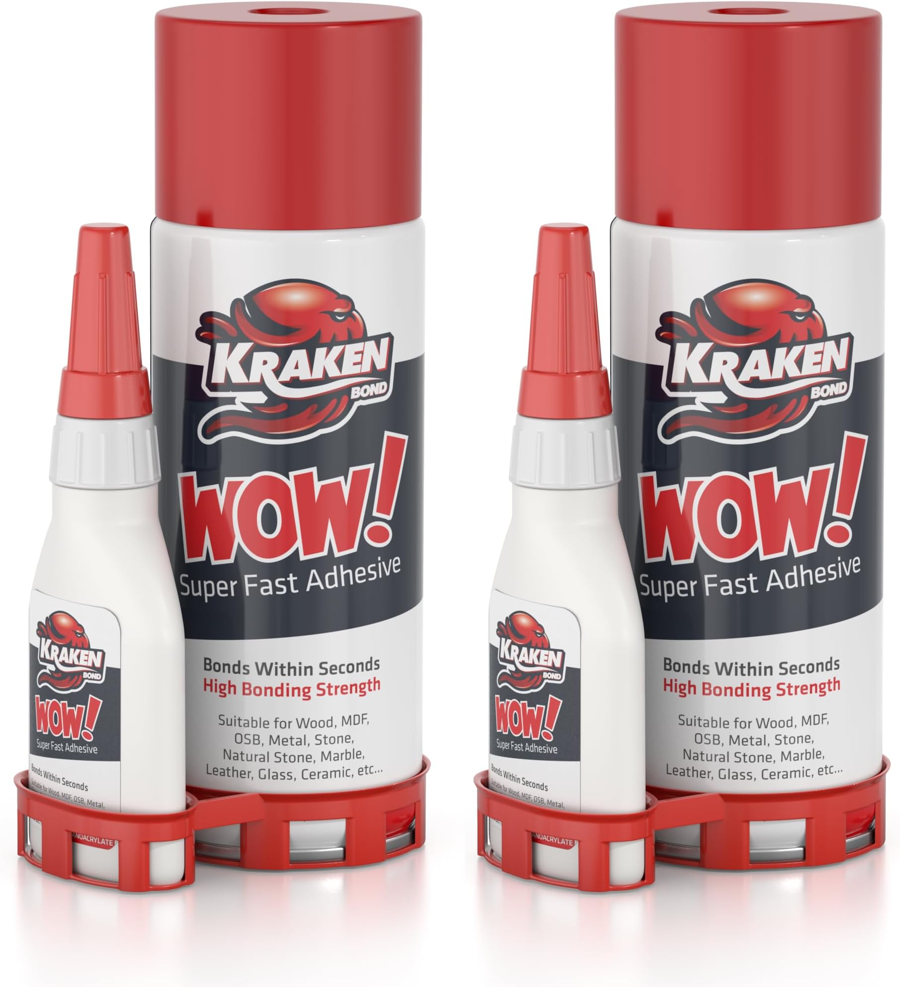 Kraken Bond Wow! CA Glue (2x3.50 oz) with Spray Adhesive Activator (2x13.50 fl oz) - Cyanoacrylate, with Activator, Fast CA Glue for Woodworking, Crazy & Craft - 2 Pack