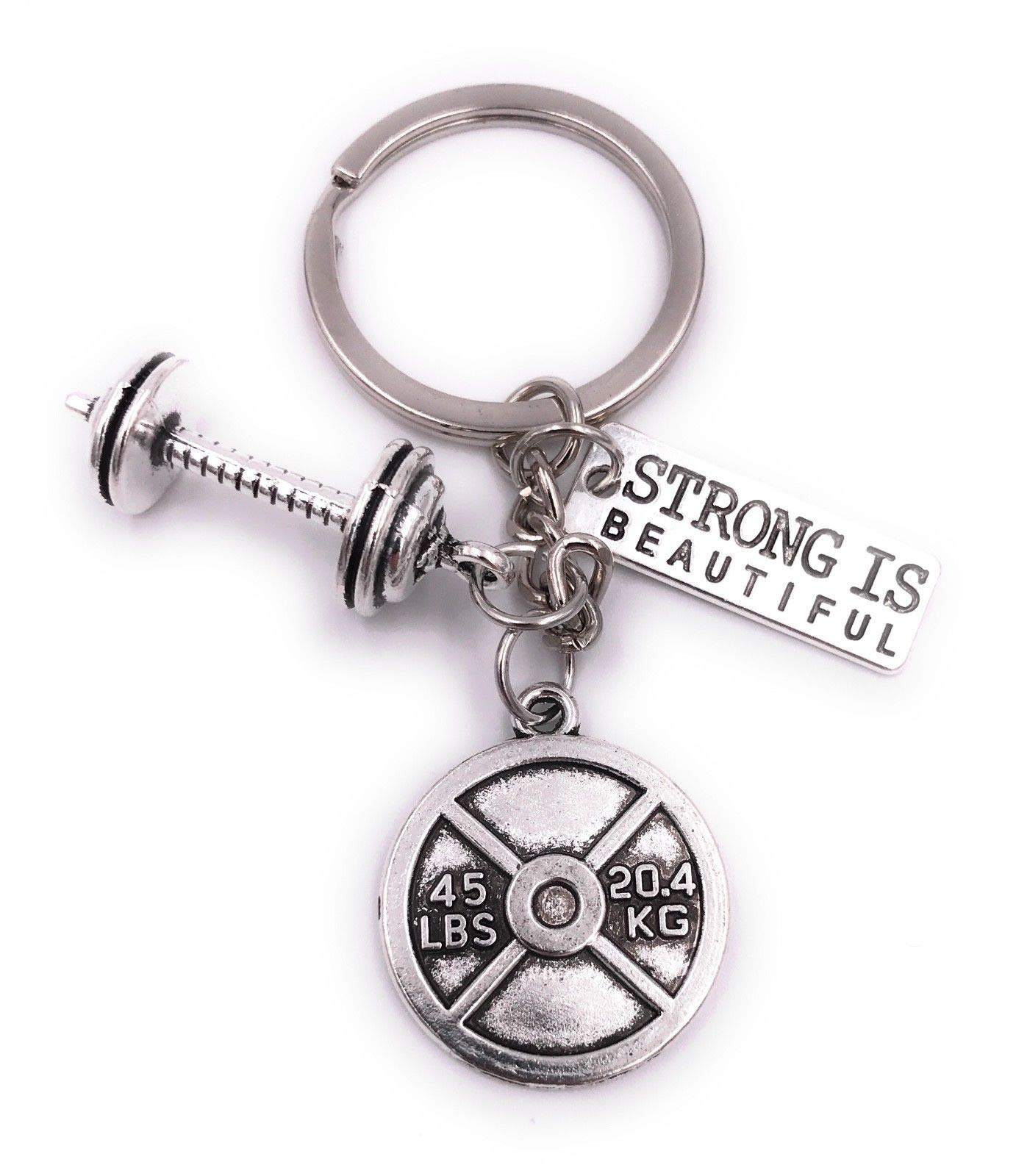 H-Customs Weight Bodybuilder Strong Keychain Pendant Silver Metal