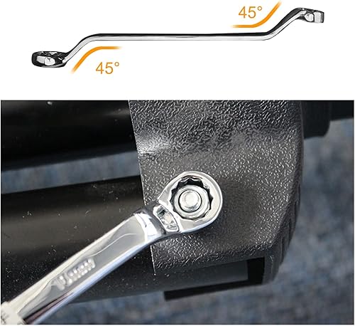 Miniatura 6 de Larcele Llave de trinquete de caja doble, combinación de llave de trinquete de 45 grados, 1 unidad STBS-02 (0.47-0.55 pulgadas0.472-0.551 in)