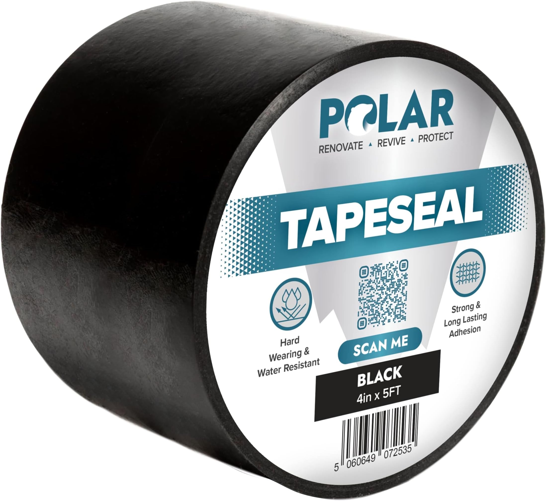 Polar TapeSeal Waterproof Repair Tape - Sealant Tape - Black - 4" x 5ft