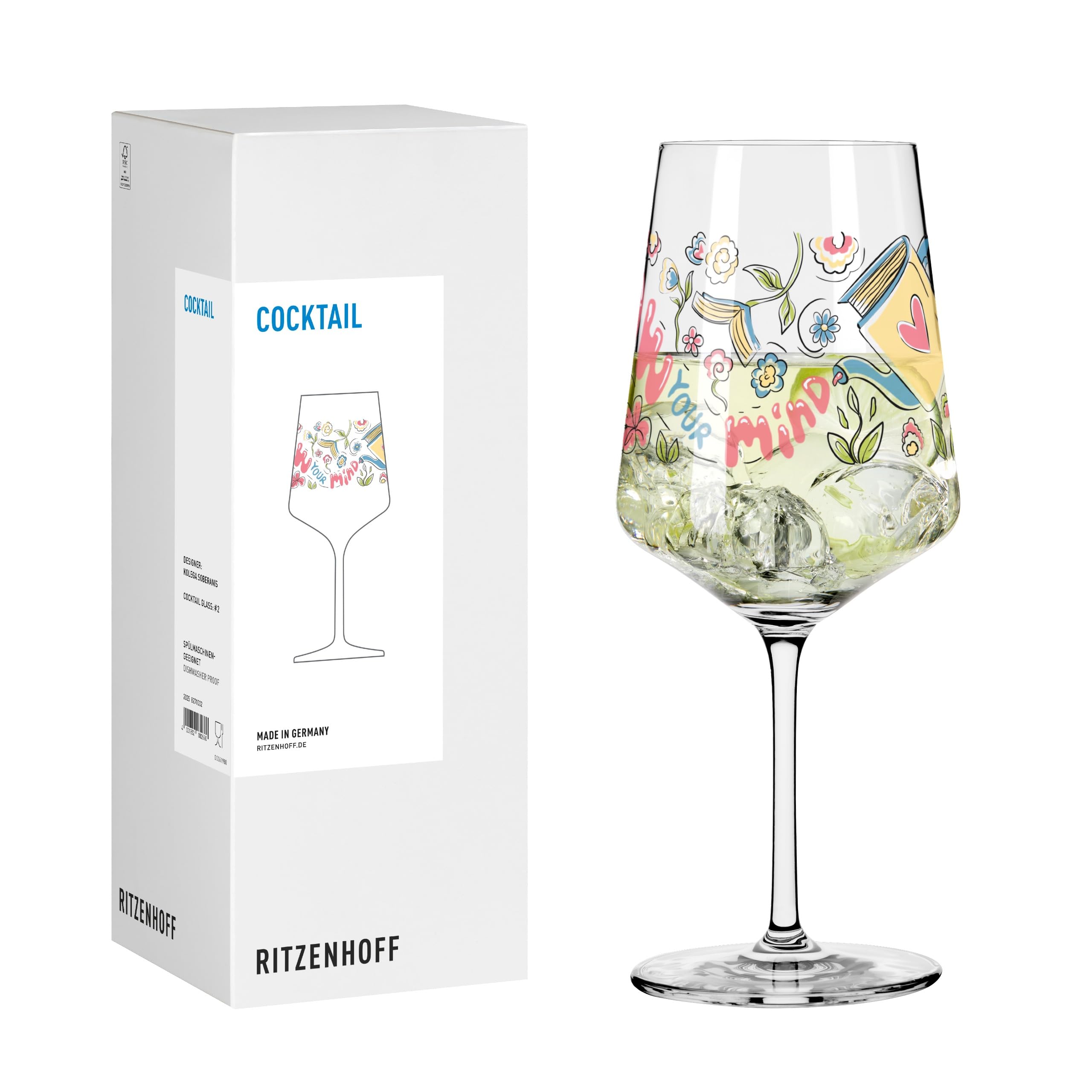 Dekomiro Geschenkset 2er Set Cocktailglas Bücher (Inhalt: Ritzenhoff Gläser Glastuch) Küche, Haushalt & Wohnen