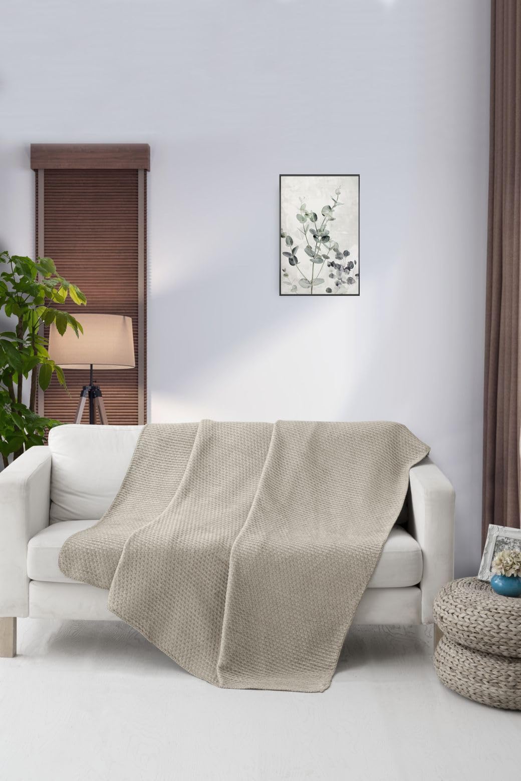 BOHORIA® Cozy Scotch - Coperta Morbida Mista Cotone Per Divano E Letto, 150x200 Cm, Con Disegno Albero Di Lana