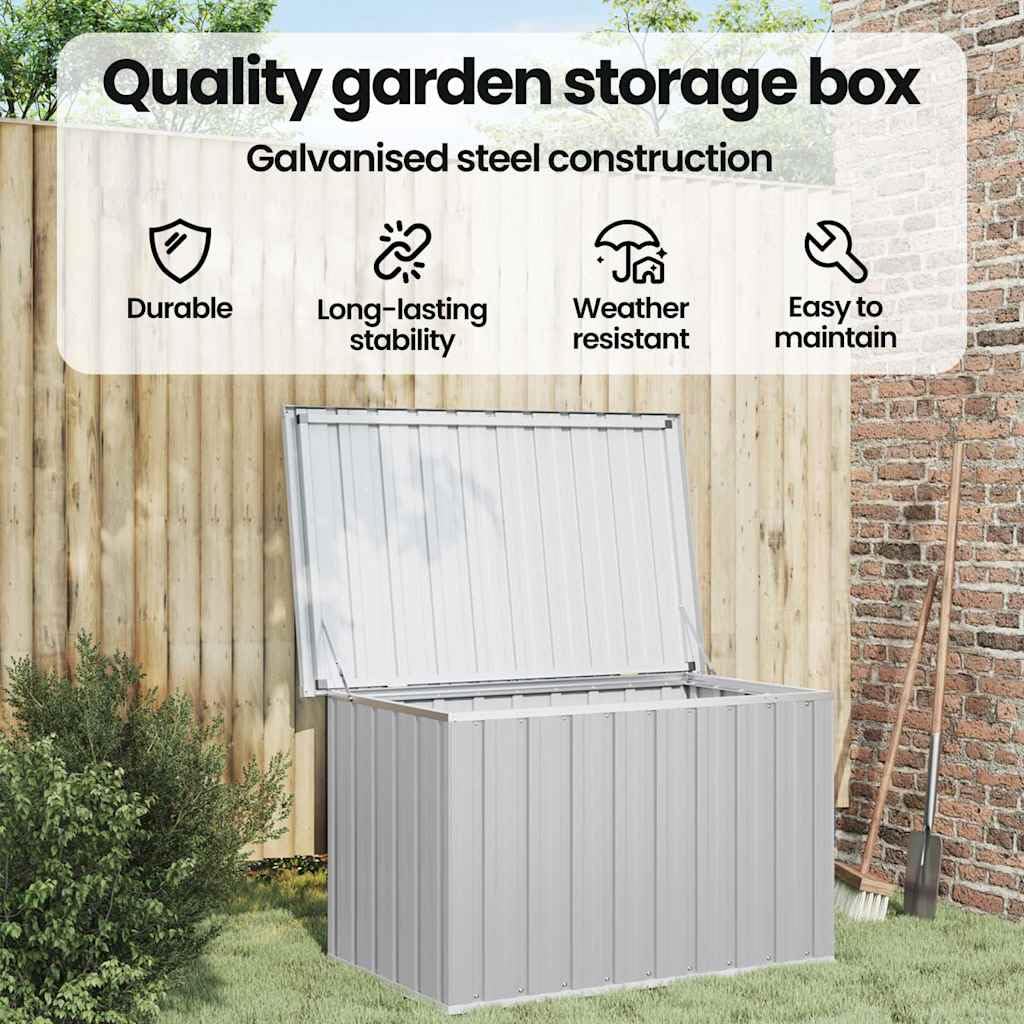 Gartenbox Grau mit Deckel 109x67x65 cm, wetterfeste Aufbewahrungsbox mit Stauraum für Kissen und Auflagen, Outdoor Truhe für Balkon Terrasse, wetterfest und platzsparend