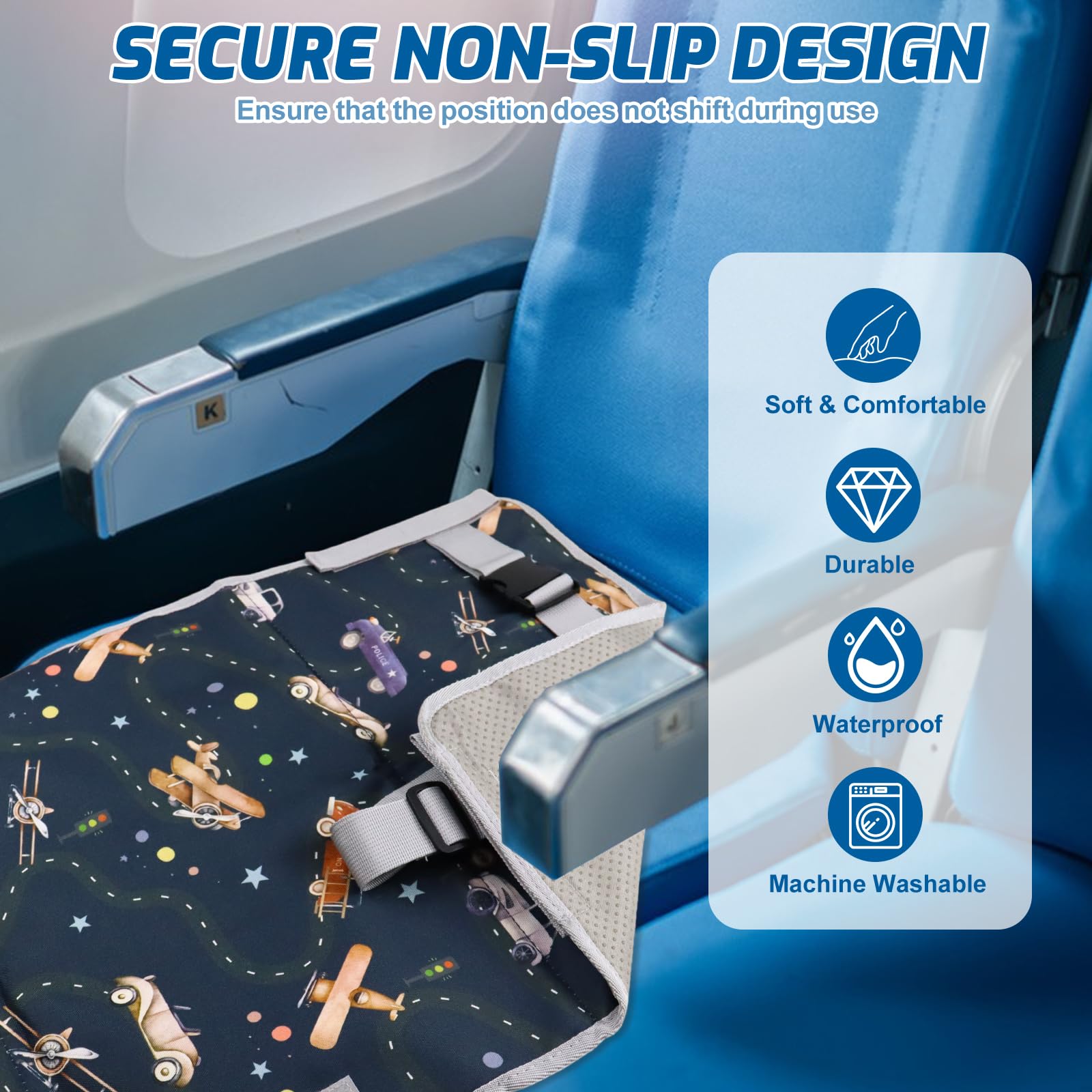 Poggiapiedi Aereo Bambino 76x44,5 cm, Letto Viaggio Pieghevole, Amaca Volo Portatile Per Bambini