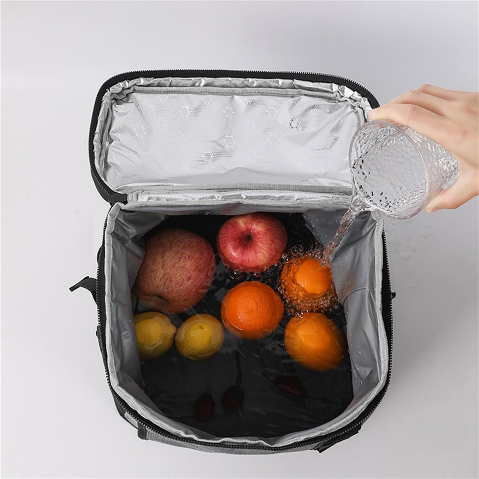 Mochila de senderismo de 24 L, mochila térmica gruesa e impermeable, bolsa térmica grande, refrigerador, bolsa térmica fresca, bolsa térmica para el almuerzo (gris)