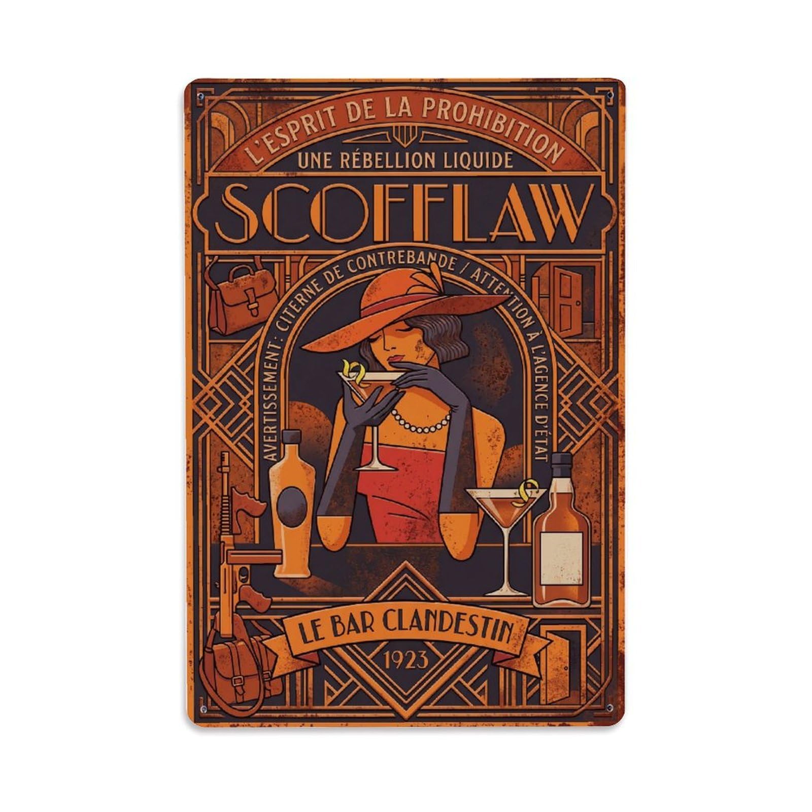 Scofflaw Stylish Drink Metal Tin Sign Plaque Wall Decor for Cafe, Club Bar, Office, Home Garden Metal Poster 8x12Inch