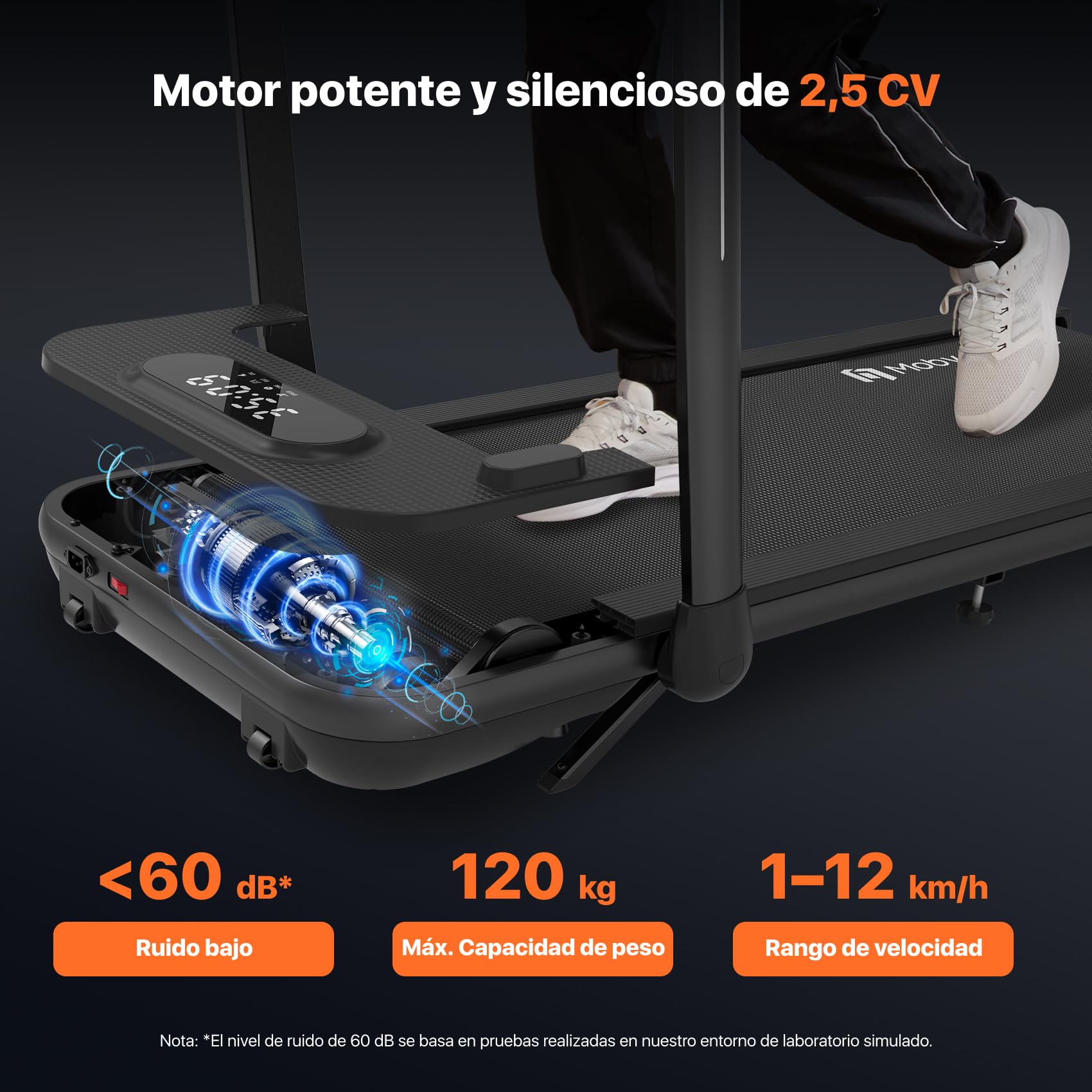 Mobvoi SE 3 en 1 - Smart IA con la App TicSports Cinta de Correr Plegable con Inclinación 6%, 2.5 HP, Portátil para Escritorio, Control Remoto y Pantalla LED