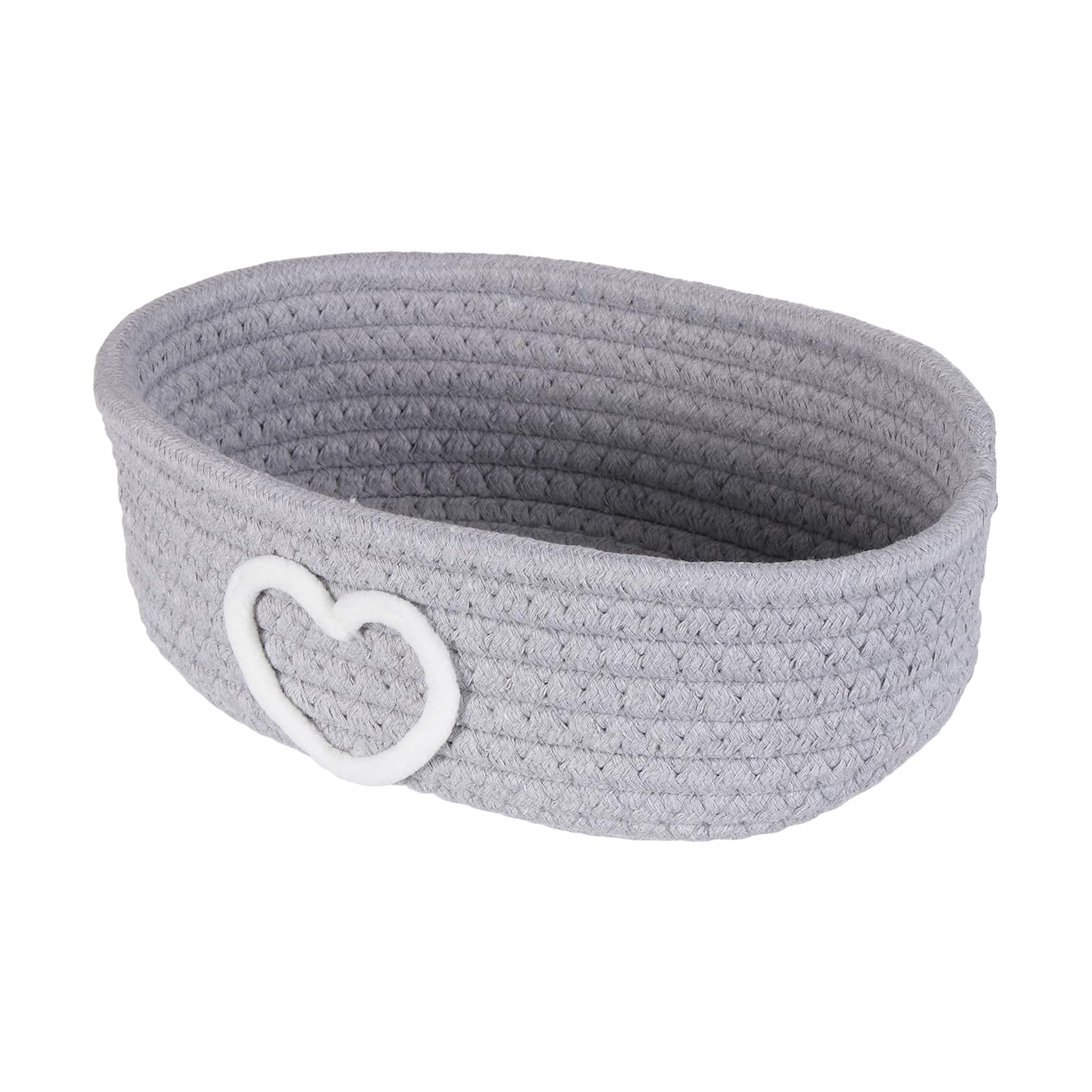 sourcing map Rectangular Rope Basket, 25.5 x 15 x 8cm Small Woven Baskets for Organizing Mini Woven Storage for Shelf Storage Home Bedroom Decor Gift Chest, Gray