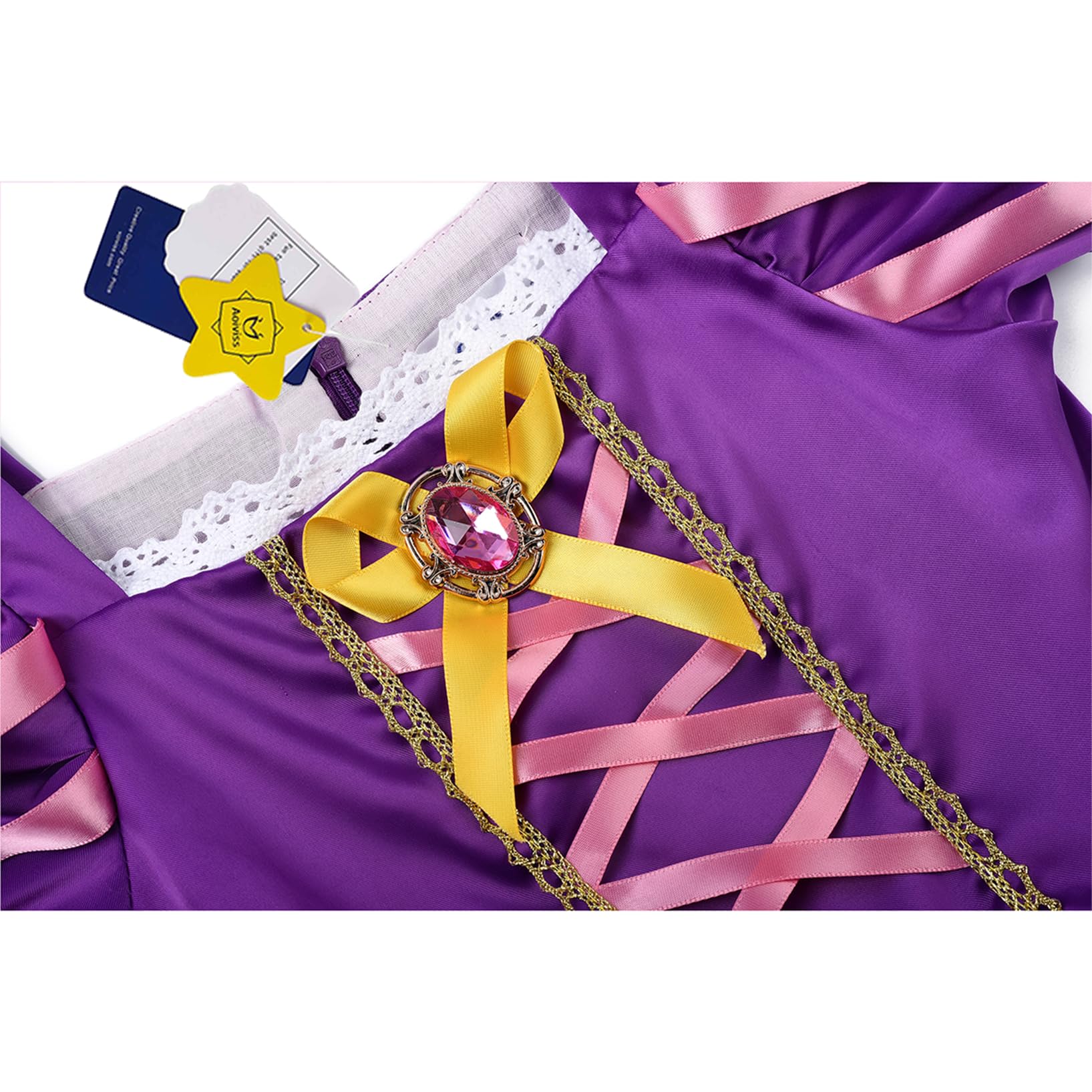 Aoiviss Disfraz de Princesa con Mangas Abullonadas para Niñas Púrpura Vestido Cosplay Fiesta Cumpleaños
