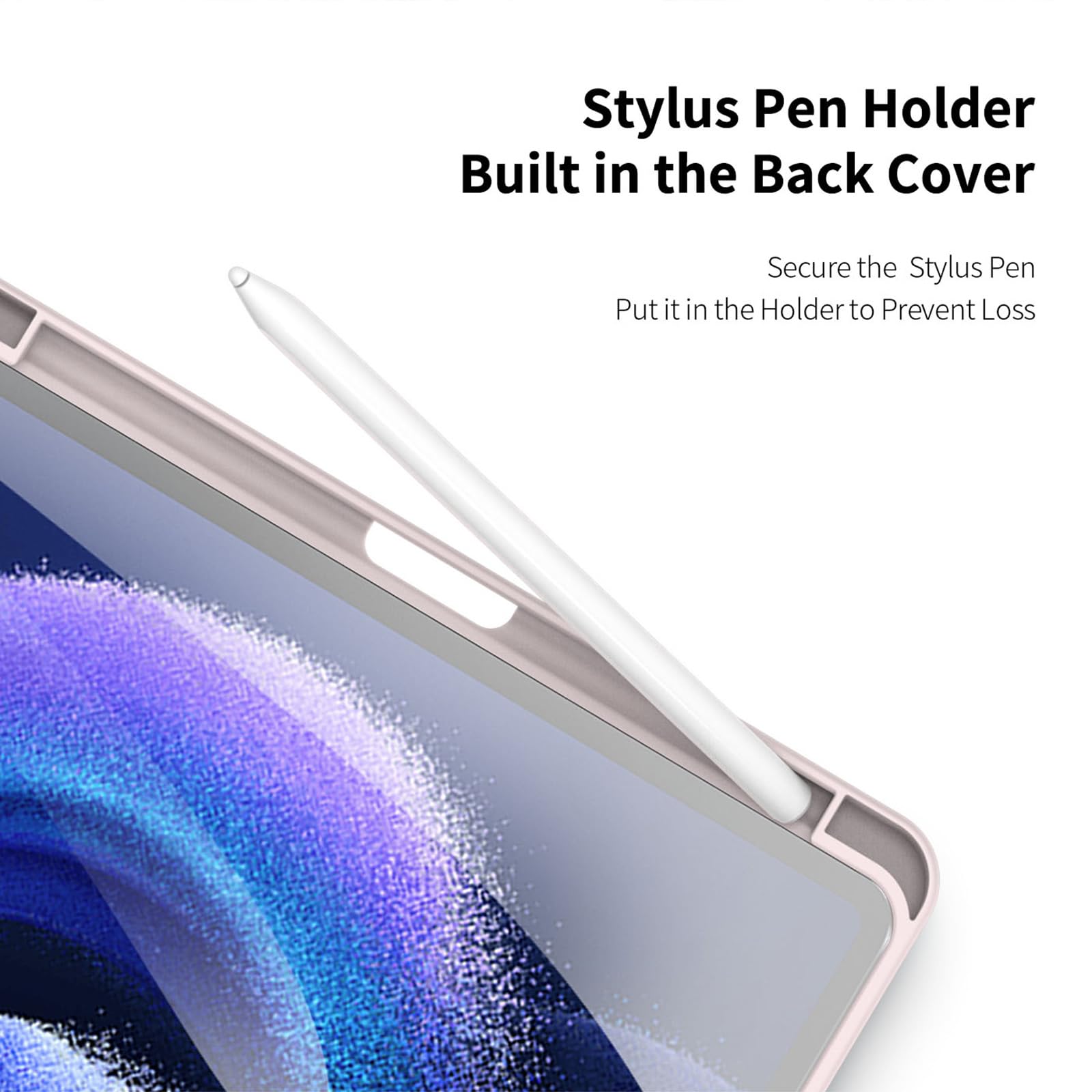 Etui na Xiaomi Pad 6/6 Pro, miękka tylna obudowa TPU z uchwytem na długopis S, automatyczne uśpienia/budzenie, oglądanie pod wieloma kątami, różowe