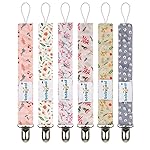 Babygoal Floral Pacifier Clips, 6 Pack Pacifier Holder Clips 6MP21