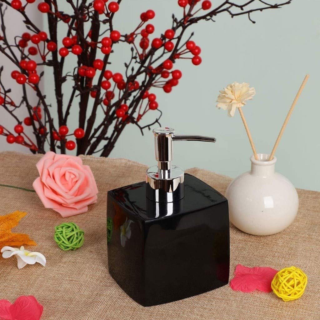 Dispenser di sapone a pompa, ricaricabile per cucina e bagno, design quadrato in resina, capacità 350 ml, accessori da bagno eleganti
