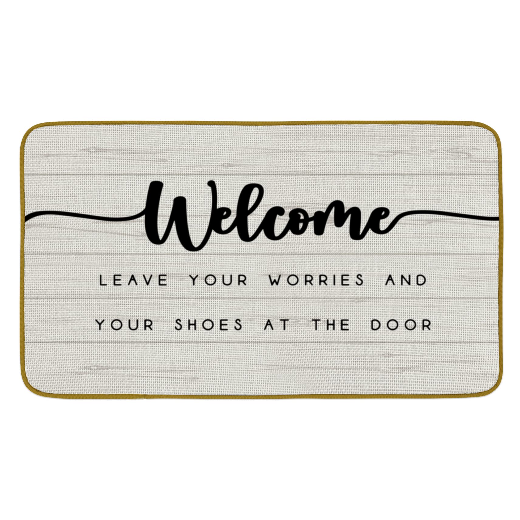 Burosev Funny Welcome Leave Your Worries and Your Shoes at The Door Decorative Doormat, No Shoes Floor Mat, Rustic Welcome Farmhouse Decor for Home