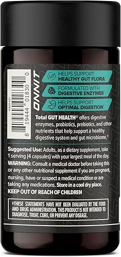 Miniatura 2 de ONNIT Total Gut Health Daily Digestive Support IGEN Suplemento digestivo probado sin OMG para mujeres y hombres con 7 cepas de probióticos,