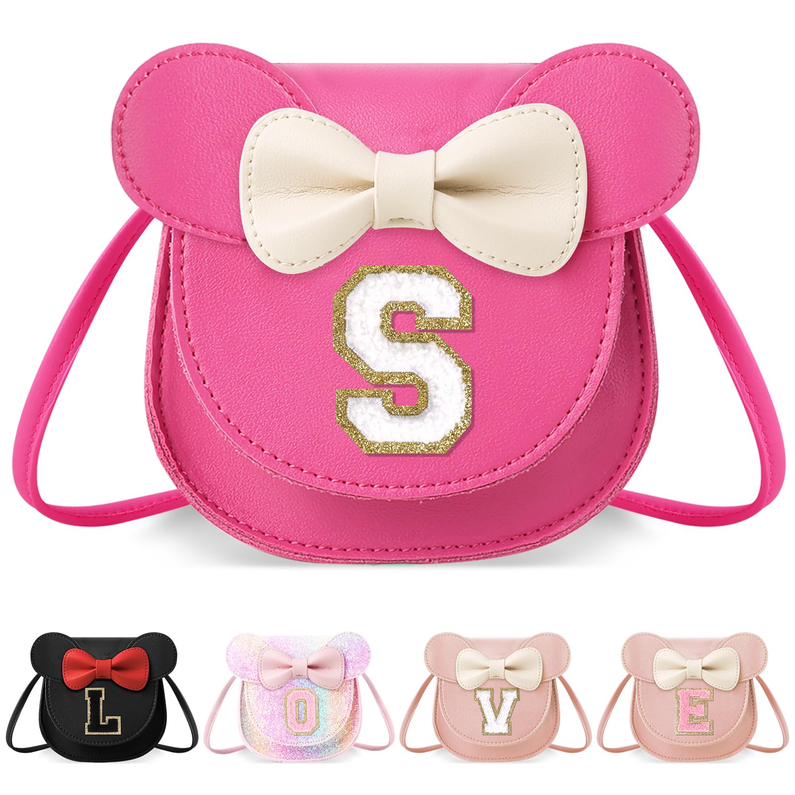 Little Girl Toddler Purse - Cute Mouse Ear Bow Crossbody Bag for 2-8 Year Olds - Birthday Gift