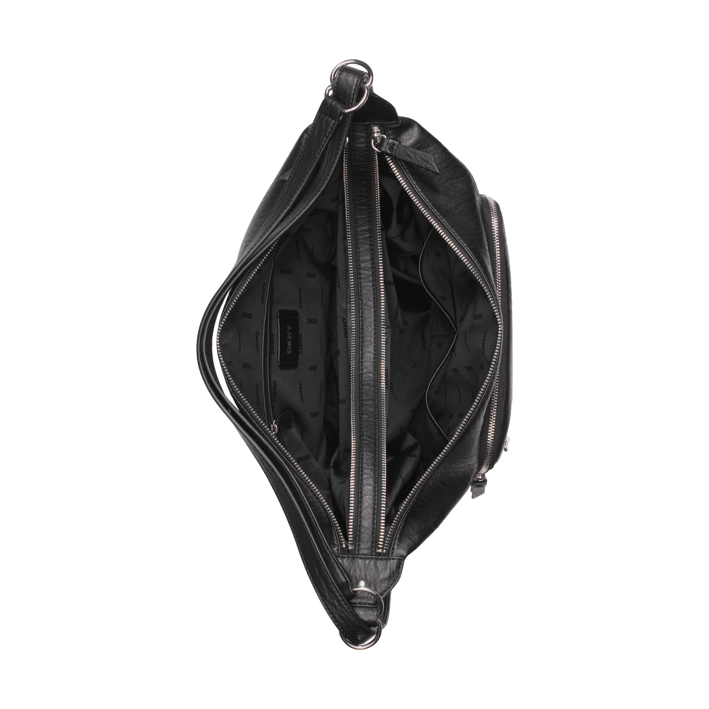DKNY Bolso Hobo Shar para mujer, color negro y plateado, negro/plata