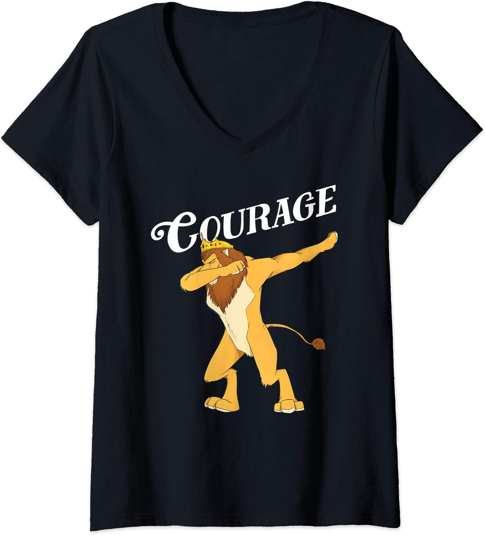 Womens Cowardly Lion Dab T-Shirt - The Wizard Of Oz TShirt -Courage V-Neck T-Shirt