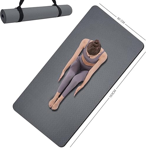 Miniatura 9 de Esterilla de yoga de doble cara antideslizante, 1,83 m x 81 cm x 7 mm - Esterilla de yoga extra ancha y gruesa para mujeres, hombres y niños,