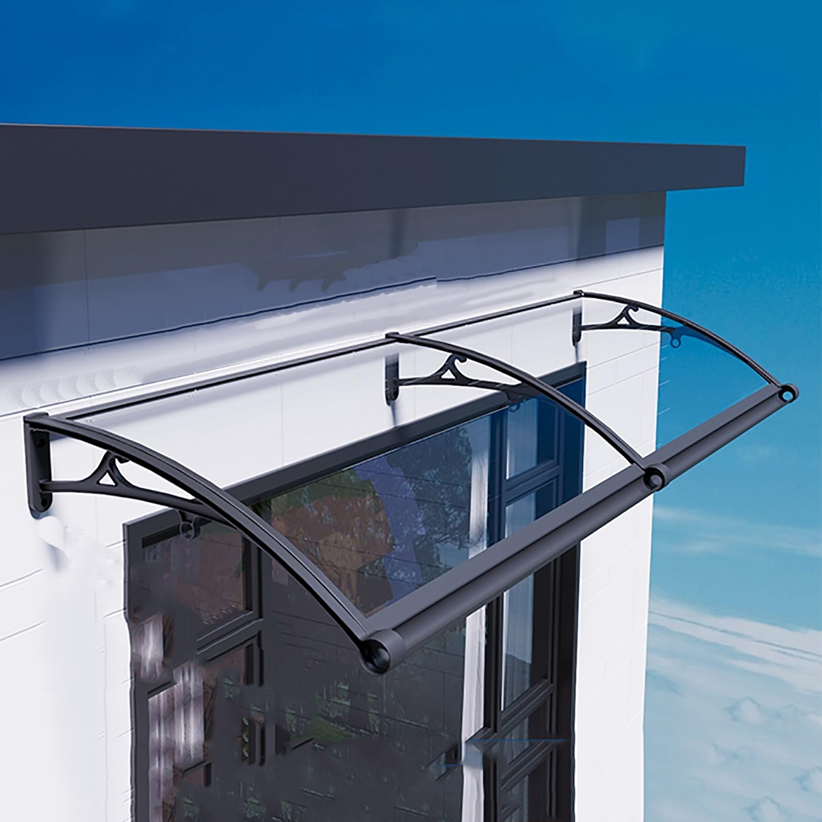 Auvent pour porte et balcon en aluminium avec panneau transparent durable