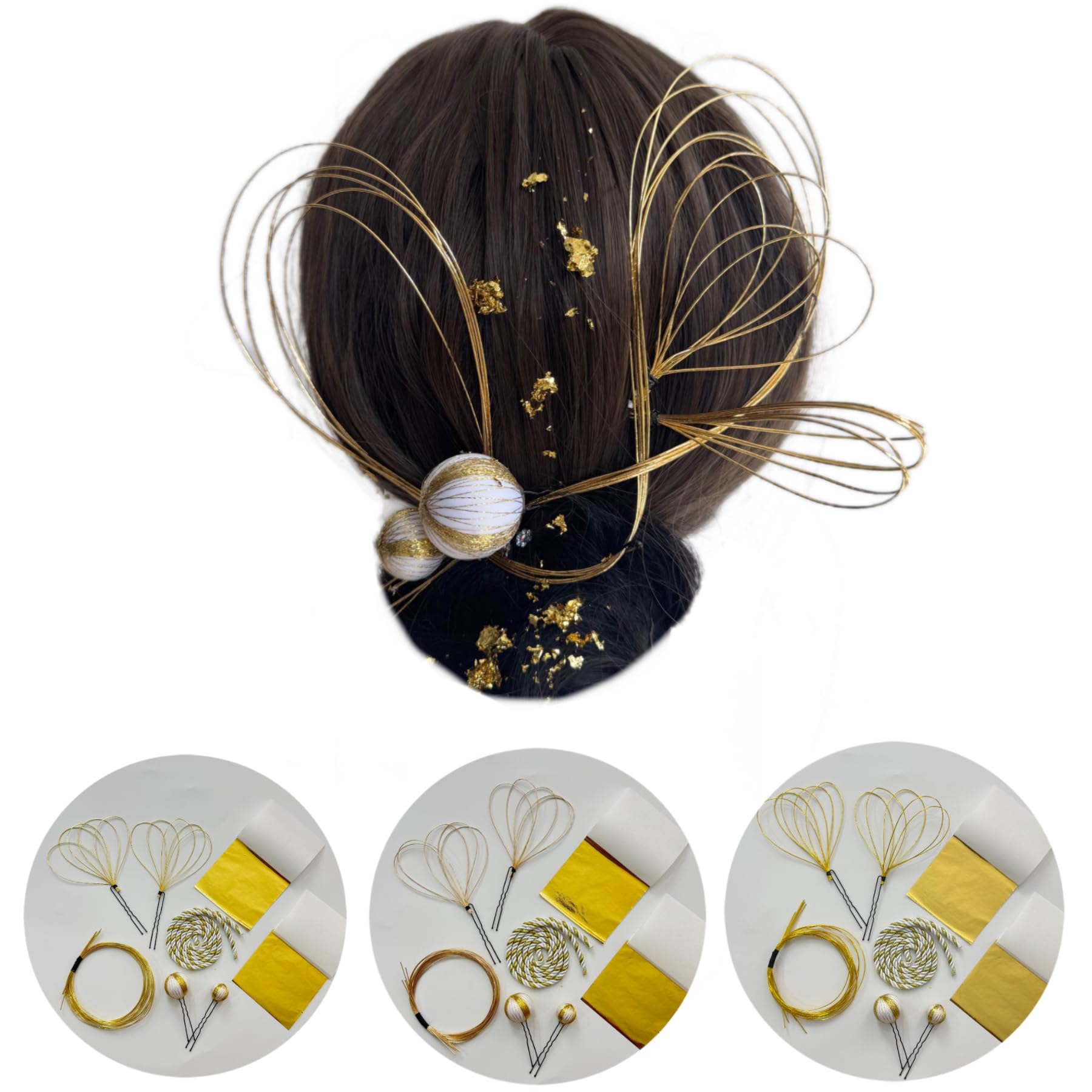Mizuhiki String Hair Ornament, Headwear Outfit, 3 Colors to Choose from, Thin Gold : Clothing, Shoes & Jewelry