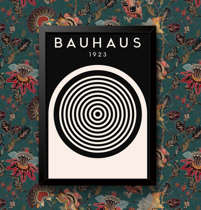 Bauhaus Style Print No. 47 Geometric Abstract Wall Art Poster Modern Minimalist Decor for Home, Office or Studio Framed or Unframed (A4 Framed - Black Frame)