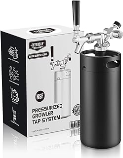 Ferroday 128Oz Mini Keg Growler Tap System, Homebrew Mini Beer Growler, Stainless Steel Draft Beer Dispenser With Faucet&Co2 Regulator, Portable Beer Tap System Keep Beer Fresh And Carbonation