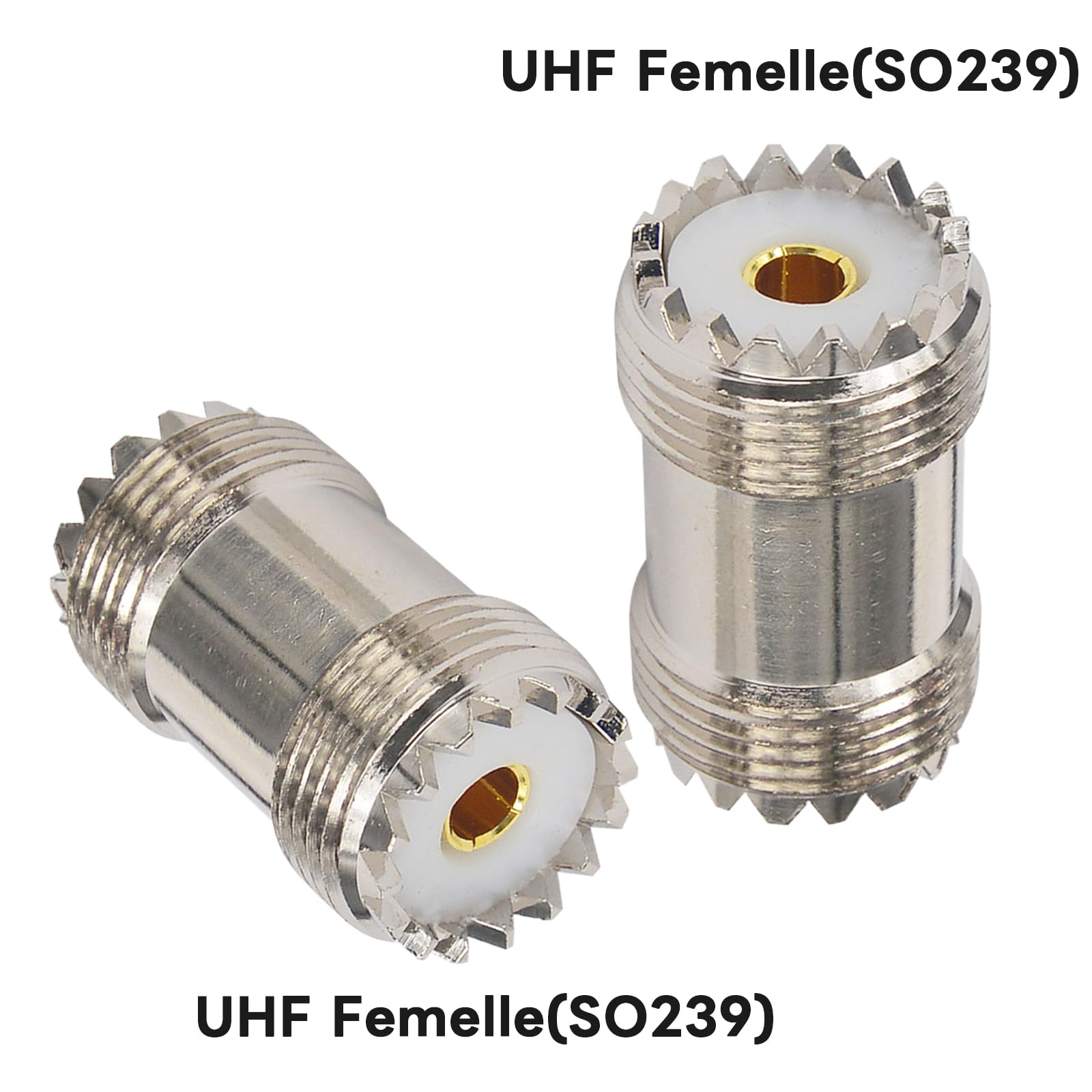 Connecteur SO239 à SO239 Connecteur UHF Femelle à Femelle Adaptateur SO-239 50 Ohms Basse Perte pour Connecteur Mâle UHF PL259 Radio Amateur, Antenne CB, Câble Coaxial, Lot de 2